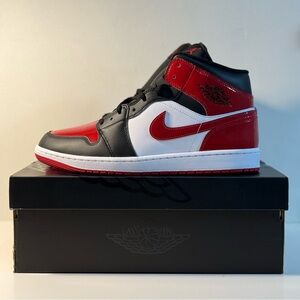 Nike Air Jordan 1 MID SE Men's Sneakers in Black, Red, and White